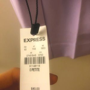 EXPRESS Petite lilac dress pant/ light weight trouser with pleat. NWT.
